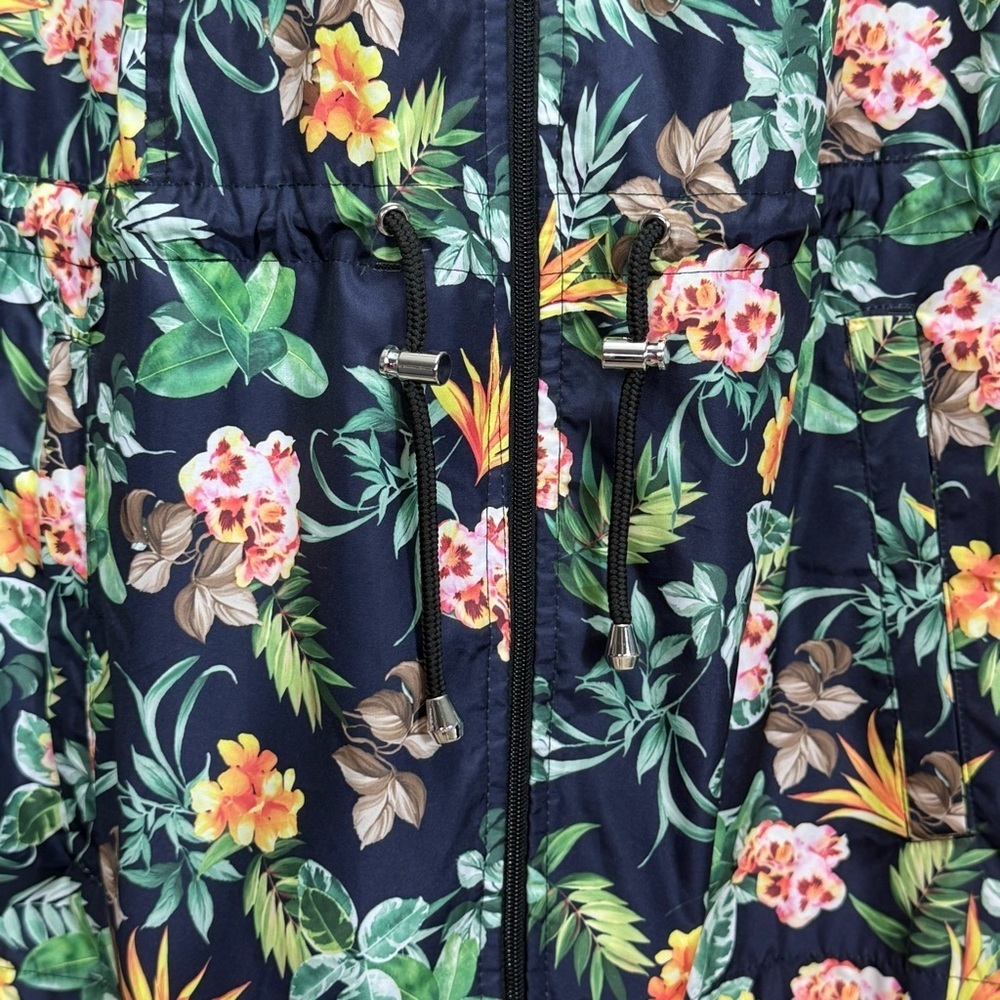 Susan Graver XL Tropical Floral Hooded Utility Jacket Zip Front - Picture 12 of 15